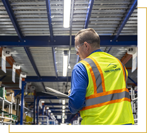 rhino tool house employee in warehouse